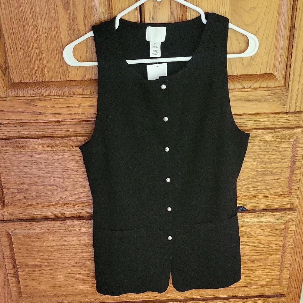 H&M Black Button-Up Tank Top